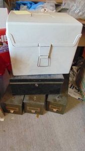 Assorted Metal and Plastic Boxes
