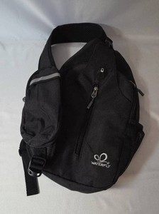 Black Waterfly Unisex Crossbody Sling Backpack.  New.  Nylon fabric.  15 T x 9.5 W.