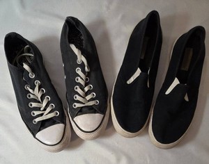 Converse All Star Tennis Shoes - Size 7 and Aeropostale Slip On Sneakers in Black   Size 7 or 7.5.