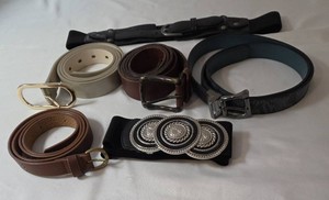 6 Misc. Womens Belts. 4 Leather belts and 2 Nylon Belts.  Like new