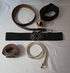 5 Misc. Womens Belts.  Leather and nylon belts. Like new