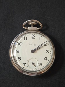 Vintage Westclox Bulls Eye Pocket Watch.  Working (see video).  Very Collectible