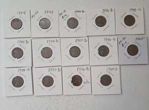 1944 - 1948 S and D Wheat Pennies.   14 Total