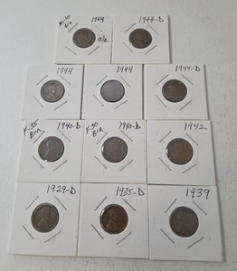 1929-1944 Wheat Pennies. 11 coins