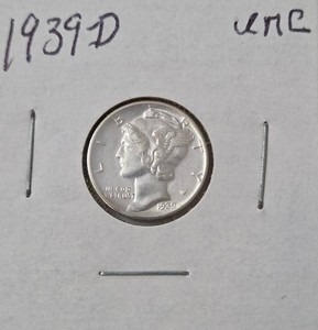 1939 D -&nbsp Silver Mercury Dime - Unc.
