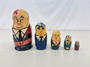 Hand Painted 5 Figure Russian Leaders Matryoshka Nesting Doll