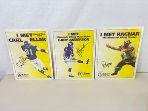 3 Autographed Minnesota Vikings 8.5 x 11 Posters