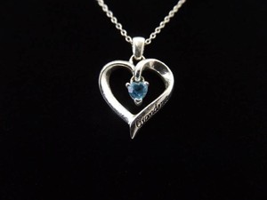 .925 Sterling Silver Grandma You Are Loved Topaz Heart Pendant Necklace