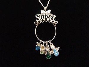 .925 Sterling Silver Sweet Charm Holder and Charms Pendant Necklace