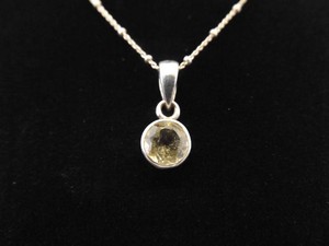 .925 Sterling Silver Faceted Citrine Crystal Solitaire Pendant Necklace