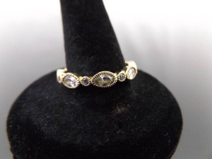 .925 Sterling Silver Vermeil Crystal Band Ring Size 9