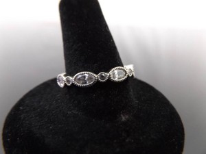 .925 Sterling Silver Crystal Band Ring Size 8