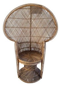 U - Vintage Wicker Peacock Fan-Back Chair