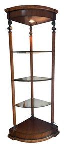 K - Vintage Hendredon Carved Wood Etagere With Glass Shelves