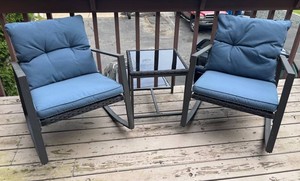 FP - Two Patio Rocking Chairs & Side Table