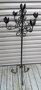 FP - Vintage Wrought Iron Candle Holder - Five-Arm Garden Candelabrum