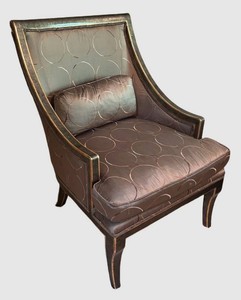 BR1 - High-Back Upholstered Chair With Gilt-Trimmed Framed Accent Chair
