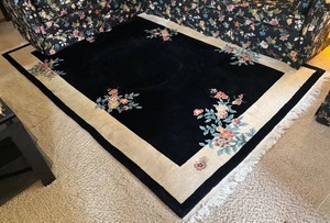 LR - Vintage Chinese Art Deco Wool Area Rug