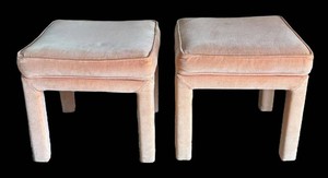 LR - Vintage Ottomans  Peach Upholstered Stools