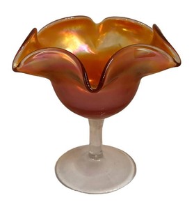 LR - Vintage Fenton Marigold Carnival Glass Compote Dish