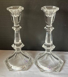 LR - Two St. George Crystal Crystal Candleholders