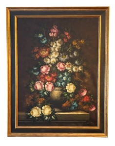 LR - Original Floral Still-Life Painting by R. Michel
