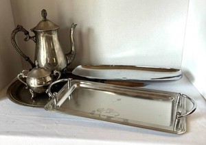 BR1 - Vintage Silver-Plated Coffee Service & Serving Platters