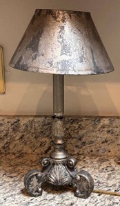 LR - Ornate Silver-Tone Scroll Based Lamp