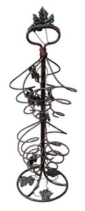 G - Wine Bottle Display Stand with Metal Grape & Vine Design