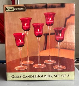 O - Home Elements Glass Candle Holder Set