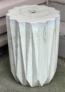G - White Fluted Accent Table  Garden Stool