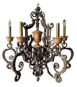 G - Gorgeous Maitland Smith Ornate Scrolling Metal Chandelier