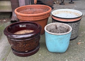 G - Four Decorative Ceramic & Terracotta Planter Pots