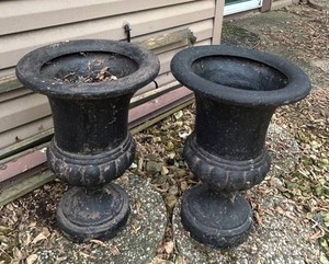 BY - Outdoor Planters - Black Urn-Style Pair
