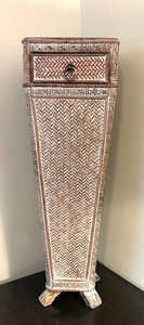 LLR - Decorative Tall Display Cabinet - Carved Herringbone Design