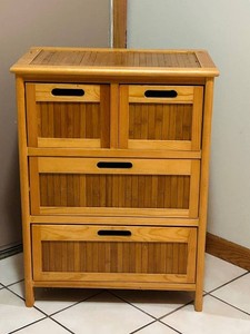 LLR - Wood Storage Chest - Four-Drawer Slatted Cabinet