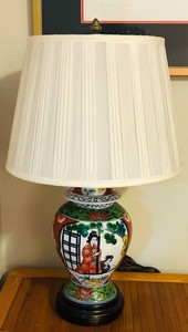LLR - Table Lamp - Chinese Porcelain Figural Floral Decor