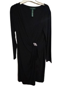 LLR - Womens Dress - Lauren Black Long-Sleeve Ruched Dress