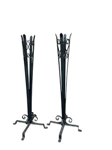 G - Vintage Wrought Iron Plant Stands - Ornate Scrollwork Pair