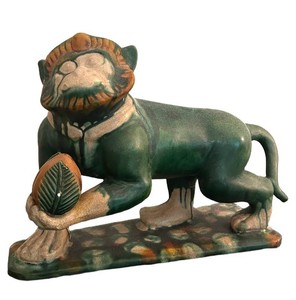 LLR - Ceramic Lion Figurine - Art Pottery Animal Sculpture 11in