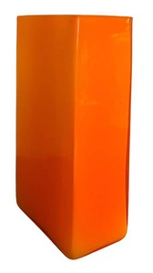 LLR - Glass Vase - Translucent Orange Rectangular 11in