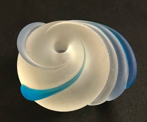 LLR - Art Glass Paperweight - Blue & White Swirl