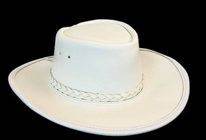 LLR - Cowboy Hat - White Western Hat With Braided Band & Star Concho
