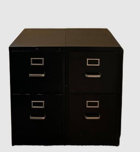 O - File Cabinets - Black Metal 2-Piece Set (Lot of 2)