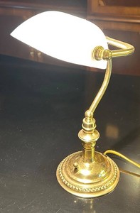 LLR - Banker Lamp - Brass Desk Lamp With Frosted Glass Shade