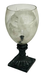 LLR - Etched Glass Decorative Goblet - Ornate Black Pedestal Base
