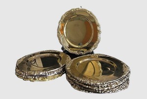 LLR - Gold Charger Plates - Ornate Decorative Set (Lot of 12)