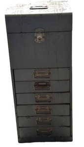G - Machinist Toolbox & Hand Tools - Vintage Metal Cabinet