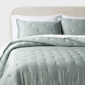 3pc FullQueen TENCEL Comforter and Sham Set Light Teal Green - Threshold Satin Weave, 320 Thread Count, Cooling Bedding Set