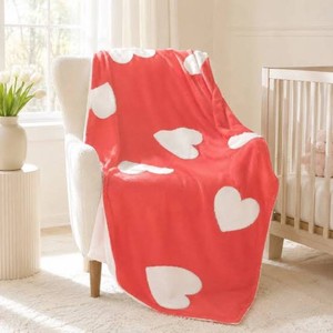 Pillowfort Kids Patisserie Heart Chenille Throw Blanket Red Beige 50x60